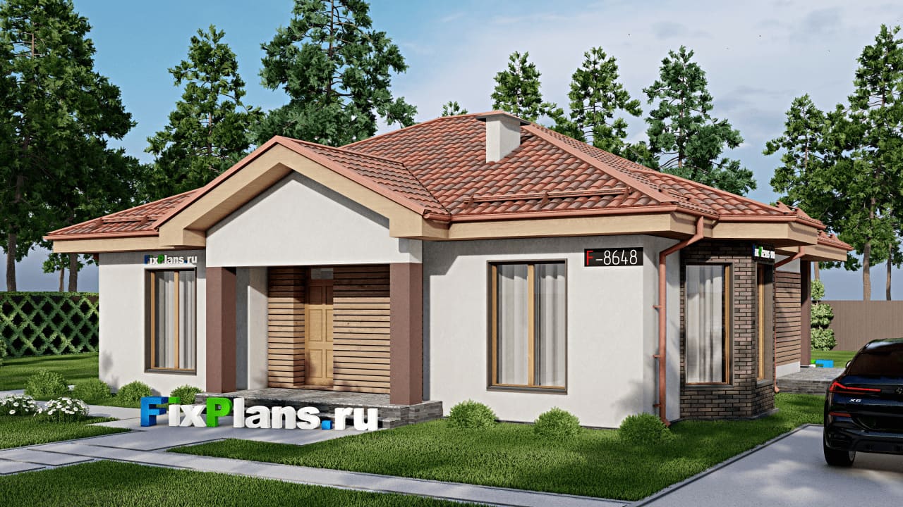 Одноэтажный дом F-8648 — фасад