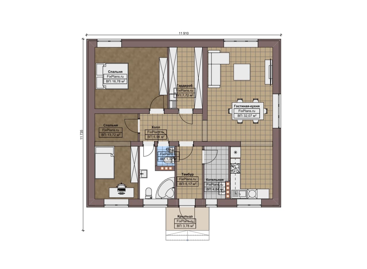 Планировка Одноэтажный дом F-8756