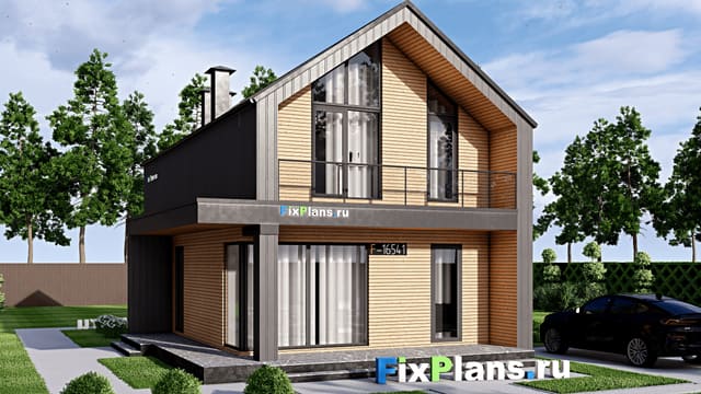 Одноэтажный дом с мансардой  F-16541