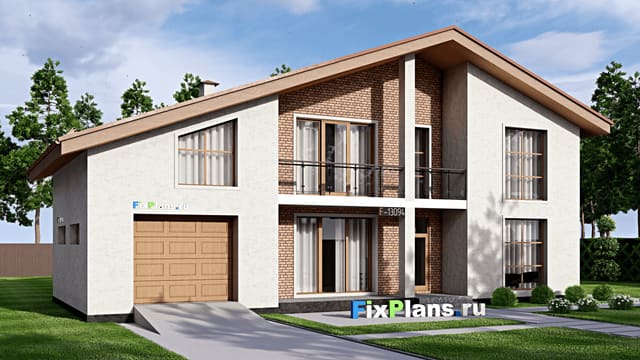 Одноэтажный дом с мансардой  F-13094