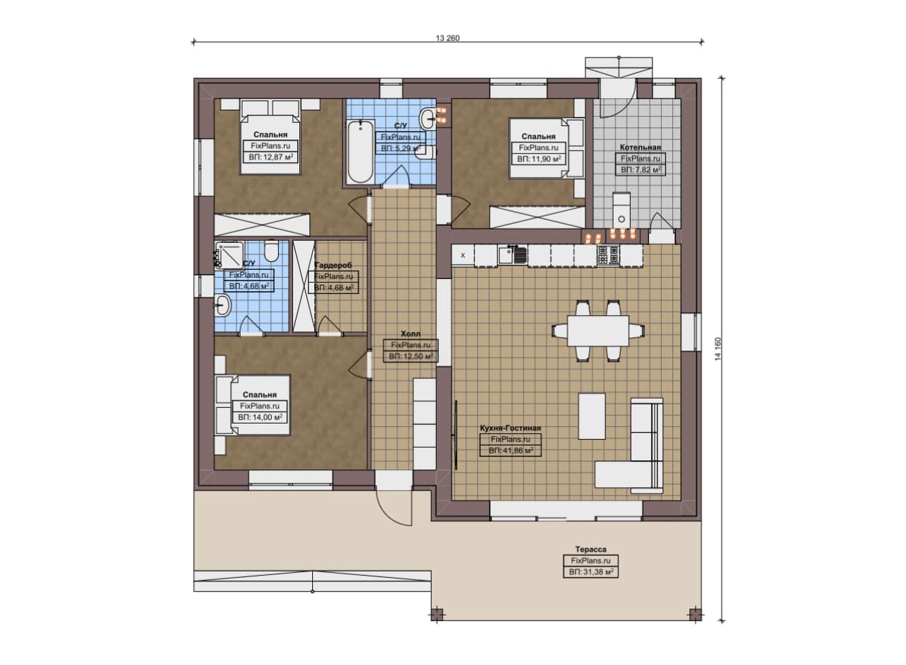 Планировка Одноэтажный дом F-18260
