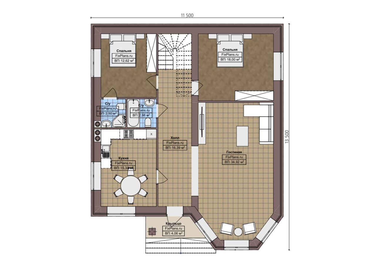 Планировка Двухэтажный дом F-3401